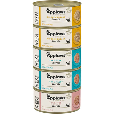 Alimento Húmedo, Ingredientes Limitados Variety Pack Selection en Broth. 70 g, caja de 5. - Applaws