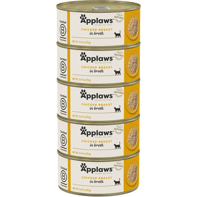 Alimento Húmedo, Ingredientes Limitados Pechuga de Pollo en Broth. 70 g, caja de 5. - Applaws