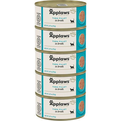 Alimento Húmedo, Ingredientes Limitados Filete de Atún en Broth. 70 g, caja de 5. - Applaws