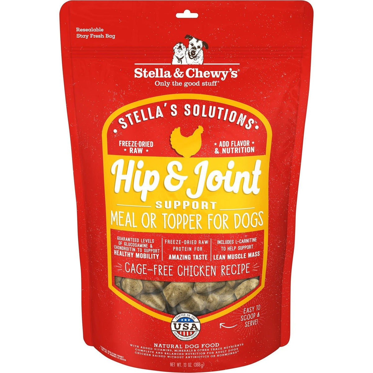 Solutions Hip Joint Boost Freeze-Dried Raw Cage-Free Chicken Dinner Morsels Dog Food. 370 g.