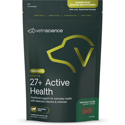Canine Plus Senior 27+ Active Health Soft Chews Multivitamin, sabor Vegetales. 60 chews.