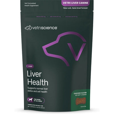 Vetri Liver Health Chews with Milk Thistle Liver Supplement, sabor Pollo. 60 chews.