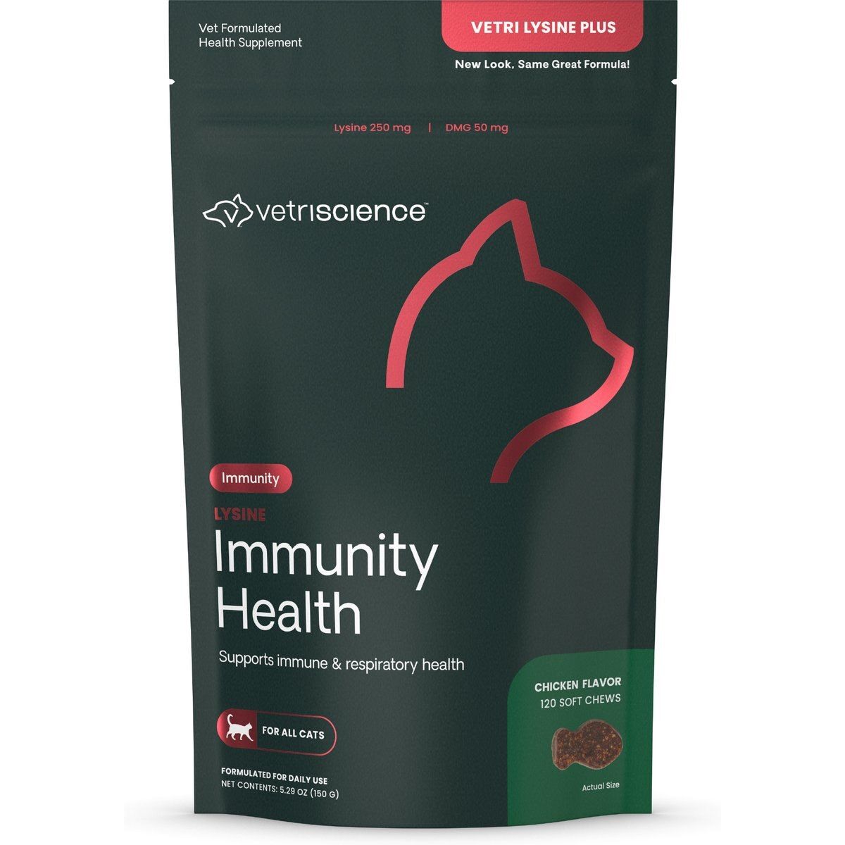 Lysine Plus Lysine Immunity Health Chews Immune Supplement for, sabor Pollo. 120 chews.