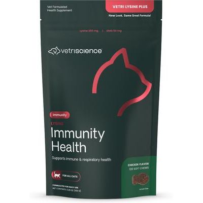 Lysine Plus Lysine Immunity Health - Masticables con sabor a pollo - Suplemento inmunológico para gatos, 120 unidades