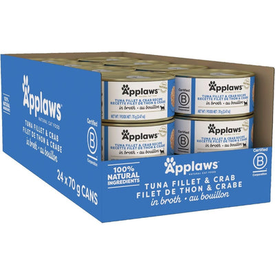 Alimento Húmedo, Filete de Atún with Cangrejo en Broth. 70 g, caja de 24. - Applaws