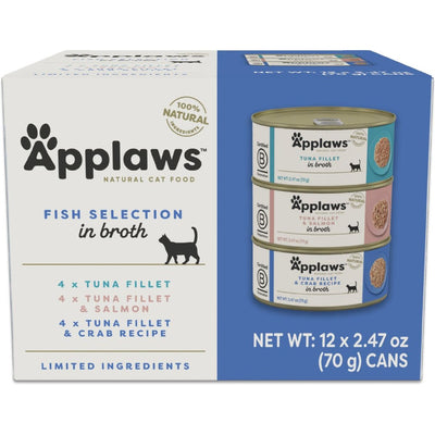 Alimento Húmedo, Pescado Variety Pack en Broth. 70 g, caja de 12. - Applaws
