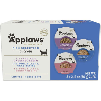 Alimento Húmedo Pots, Pescado Selection en Broth. 60 g, caja de 8. - Applaws