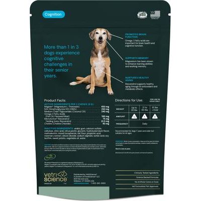 Suplemento masticable Veterinary Strength Healthy Cognition con sabor a pato para perros, 60 unidades