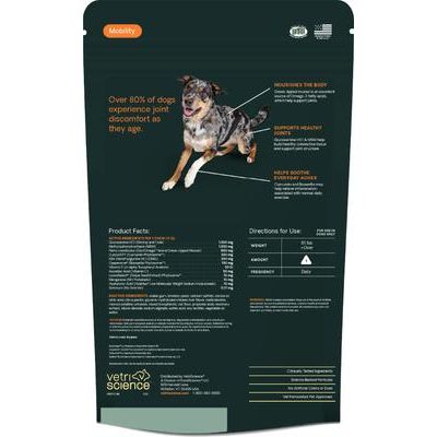 Masticables Veterinary Strength para la salud de las caderas y articulaciones con sabor a pollo para perros grandes, 60 unidades