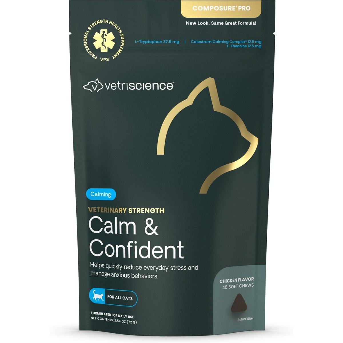 Veterinary Strength Calm & Confident Thunderstorms Support Composure Pro, sabor Pollo. 45 unidades.