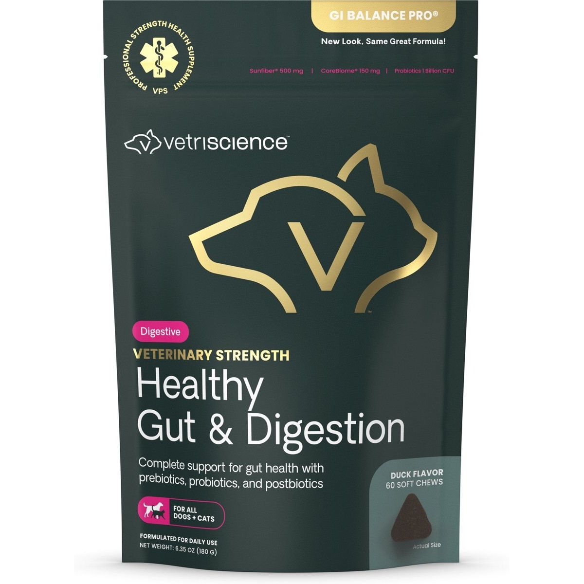 Veterinary Strength Healthy Gut & Digestion Soft Chews Digestive, sabor Pato. 60 chews.