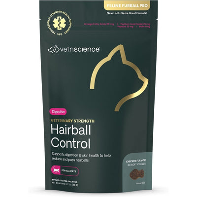 Veterinary Strength Hairball Control Chews Omega 3 Hairball Suppl, sabor Pollo. 60 chews.