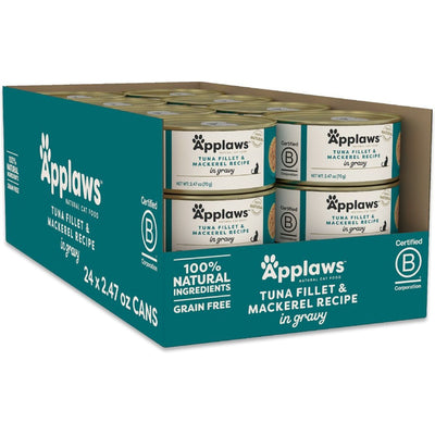 Alimento Húmedo, Atún y Caballa en Gravy. 70 g, caja de 24. - Applaws