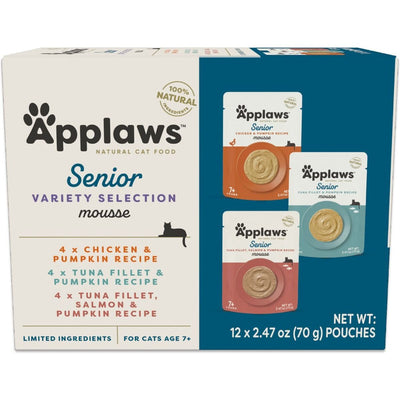 Senior Alimento Húmedo Mousse, Senior Variety Selection Grain Free. 70 g, caja de 12. - Applaws