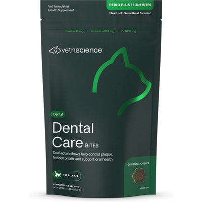 Perio Plus Everyday Health Feline Bites Dental Dental Treats, 4.23-oz bag, 60 chews. 120 g.
