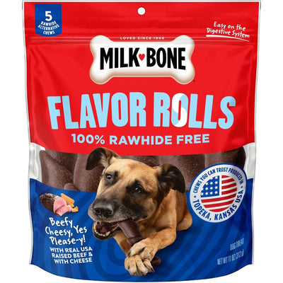 Flavor Rolls Rawhide Free Beefy Cheesy Yes Please-y. 5 chews. - Milk-Bone