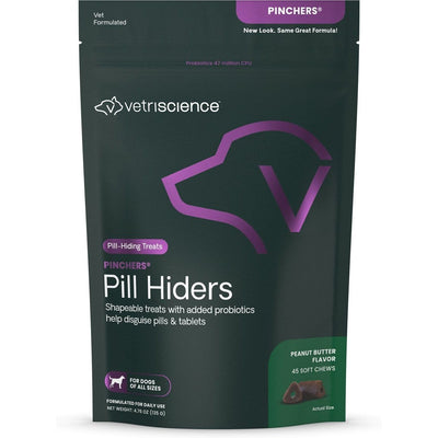 Pinchers Pill Hiders Chews with Probiotics Non-Greasy Pill, sabor Crema de Cacahuate. 45 chews.
