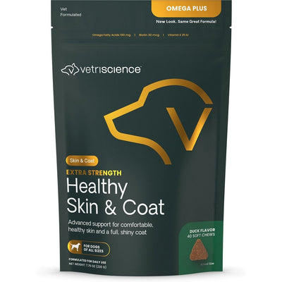 Omega Plus Extra Strength Skin & Coat Chews Omega 3, sabor Pato. 40 chews.