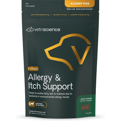 Allergy & Itch Support Allergy Plus Skin & Immune Supplement for, sabor Pato. 75 unidades.