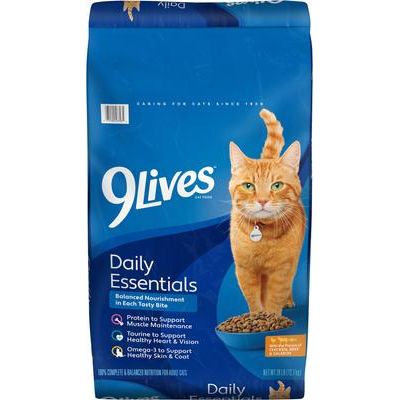 9Lives, Daily Essentials Adult, pollo + res + salmón, 1.43 / 5.44 / 9.07 / 12.70 kg.