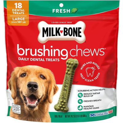 Dental Brushing Chews sabor Menta Fresca, tamaño Large. 18 chews. - Milk-Bone