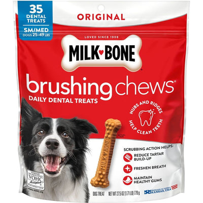 Dental Brushing Chews Original sabor Pollo, tamaño Small & Medium. 35 chews. - Milk-Bone