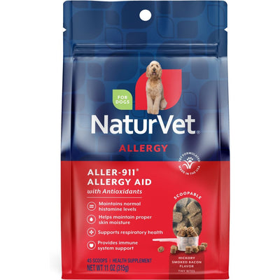 Aller-911 Allergy Aid Scoopable Tiny Bite Supplement for, sabor Tocino Ahumado Hickory. 1 unidad.