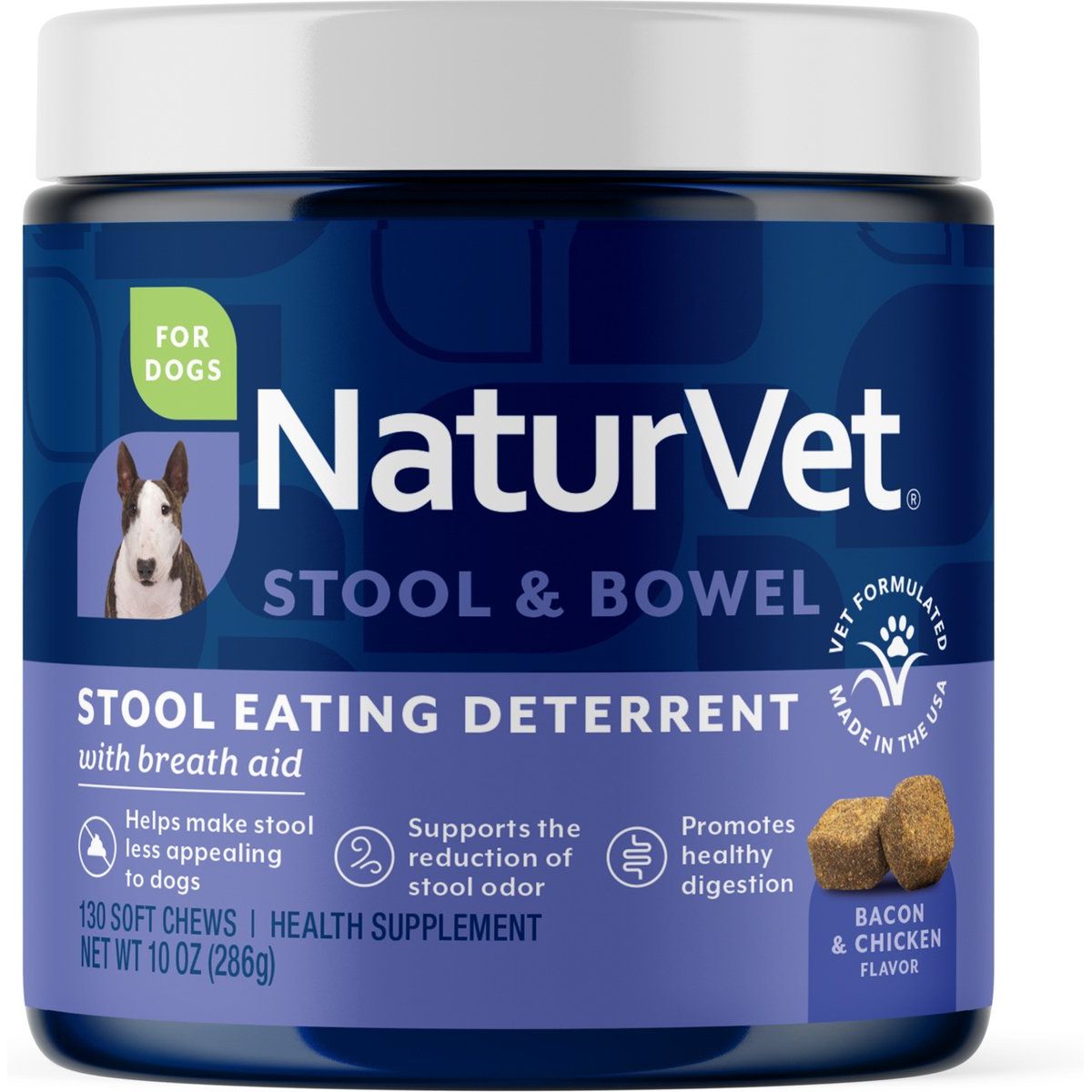 Stool Eating Deterrent Stool & Bowel Supplement , 130, sabor Tocino y Pollo. 1 unidad.