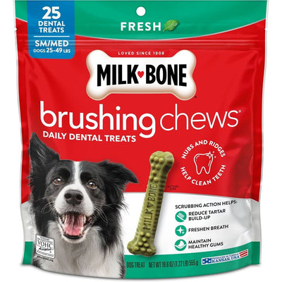 Dental Brushing Chews sabor Menta Fresca, tamaño Small & Medium. 25 chews. - Milk-Bone