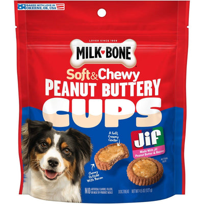 Peanut Buttery Cups con Jif sabor Crema de Cacahuate y Tocino. 128 g. - Milk-Bone