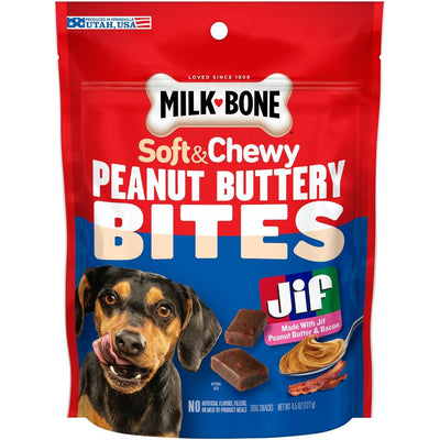Peanut Buttery Bites sabor Crema de Cacahuate y Tocino. 128 g. - Milk-Bone