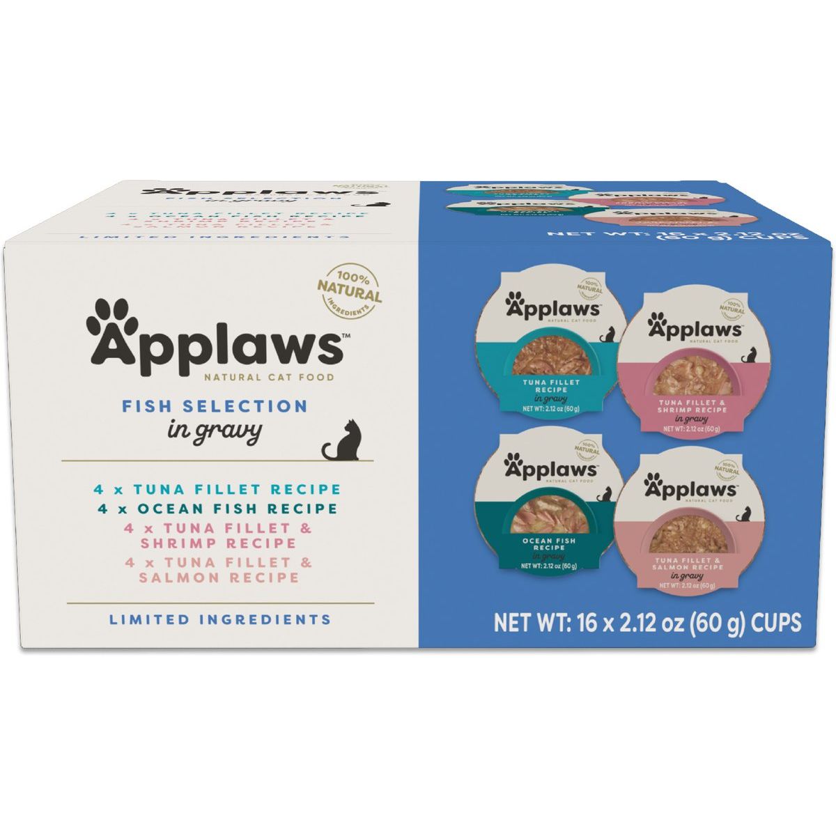 Alimento Húmedo Pots, VP Pescado Selection Gravy Pots en Gravy. 60 g, caja de 16. - Applaws