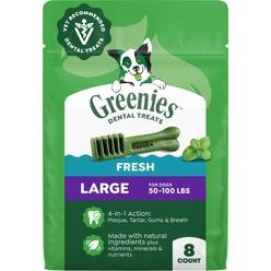 Premios Dentales Natural Large para Perros, Fresh Mint