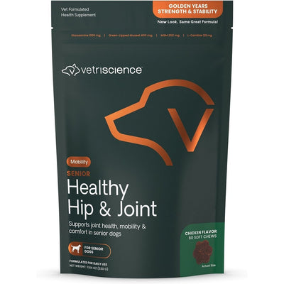 Golden Years Strength & Stability Joint Support Chew Supplement for, sabor Pollo. 60 chews.