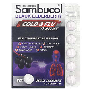 Black Elderberry, Cold y Flu Soporte, 30 Tabs