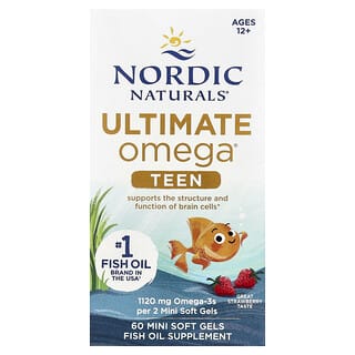 Teen, Ultimate Omega Aceite de Pescado, 12+ Años, Fresa, 60 Mini softgels
