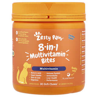8-in-1 Multivitamínico Bites, para Perros, Todas las Edades, Pollo, 90 Soft Chews, 11.1 oz (315 g)