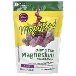 MegaFood, Citrato de Magnesio sabor Uva (125 mg). 30 soft chews