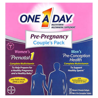 Pre-Pregnancy Couple's Pack, Mujer Prenatal 1 + Men's Pre-Conception Health, 30 Mujer Prenatal softgels, 30 Men's Pre-Conception tabs