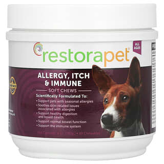 Allergy, Itch & Immune Soft Chews, para Perros, Todas las Edades, 60 Tabletas Masticables, 6 oz (180 g)