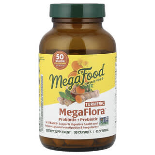 MegaFlora™, Probióticos + Prebiótico con Turmeric 90 Cápsulas