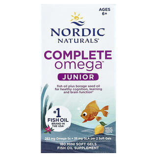 Complete Omega Junior, 6+ Años, Limón, 180 Mini softgels