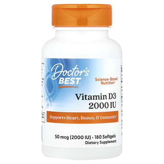 Vitamina D3, 50 mcg (2,000 IU), 180 softgels