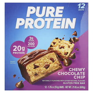 Barras de Proteína Sabor Chispas de Chocolate Chewy 12 Barras de 50 g c/u