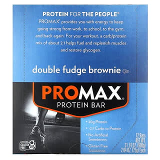 Barras de Proteína ProMax Sabor Brownie Doble Fudge 12 Barras de 75 g c/u
