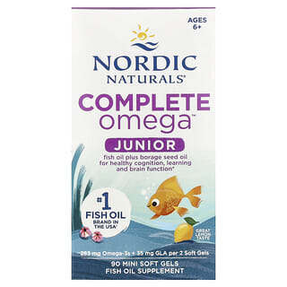 Complete Omega Junior, 6+ Años, Limón, 90 Mini softgels