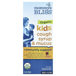Organic Niños Cough jarabe & Mucus + Inmunidad Support, 1-12 Yrs, Elderberry, 4 fl oz (120 ml)