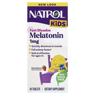 Niños, Melatonina, Ages 4+, Fresa, 40 tabletas