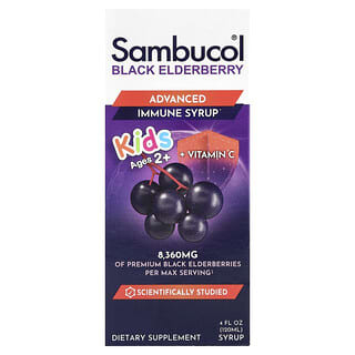 Niños, Black Elderberry, Advanced Inmunidad Jarabe, 2 Años y Older, Berry, 4 fl oz (120 ml)
