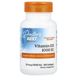 Vitamina D3, 25 mcg (1,000 IU), 180 softgels